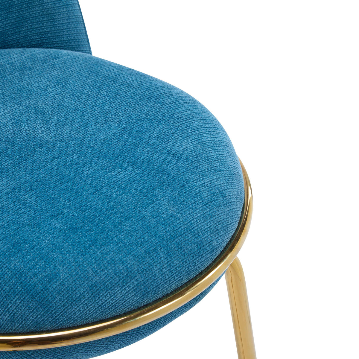 Modern Blue & Gold Upholstered Bar Stools with Backrest & Footrest – Set of 2