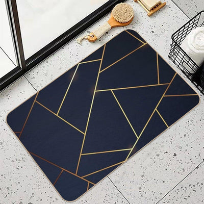 Geometric Navy Gold Stone Bath Mat