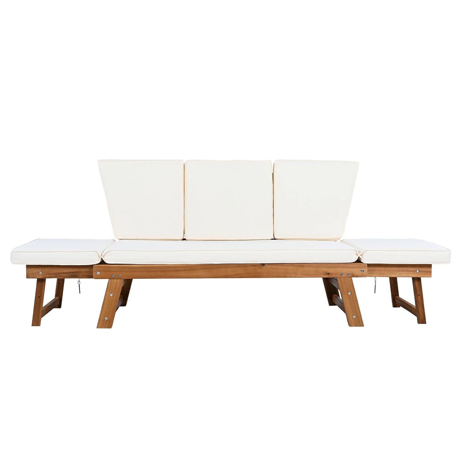 Outdoor Adjustable Patio Wooden Daybed Sofa