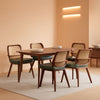 Set Midcentury Green Rattan Bentwood Dining Chairs