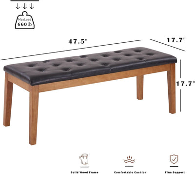 Oversized Brown Faux Leather Upholstered Ottoman Bench