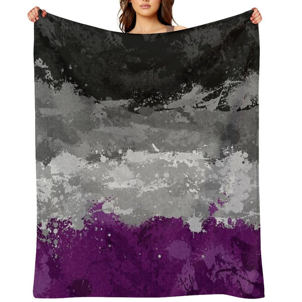 Abstract Paint Splatter Asexual Pride Flag Pattern Versatility Throw Blanket