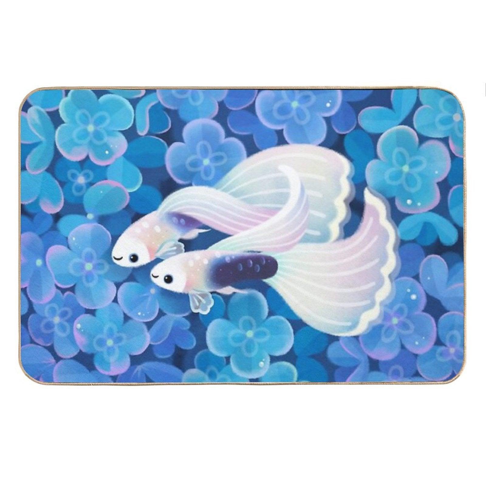 White Tuxedo Guppy Bath Mat