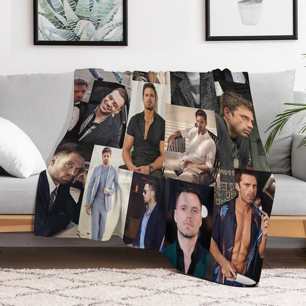 Sebastian Stan Collage Durable Throw Blanket
