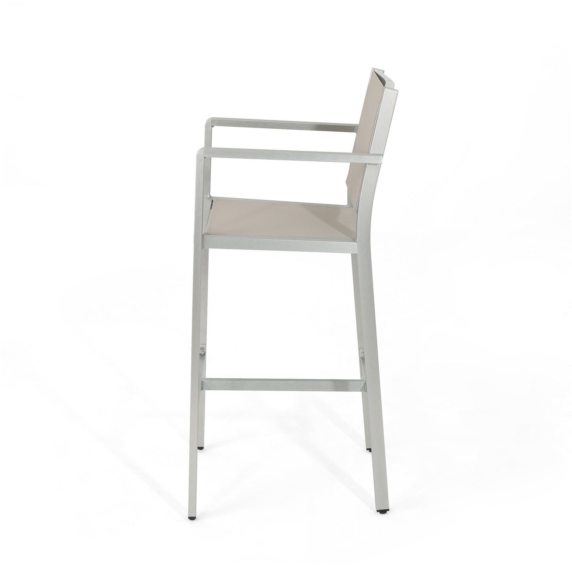 29.5' Outdoor Rust-Proof Aluminum Barstools with Grey Mesh Backrest and Seat, Set of 2