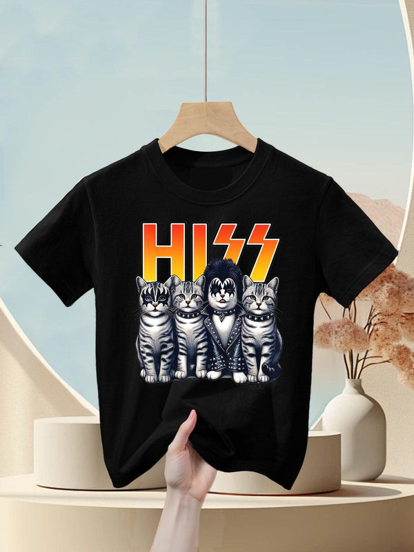 Cute Hiss Cats Rock Kittens Kitty Rocking Music Cat Lovers Kids T-Shirt