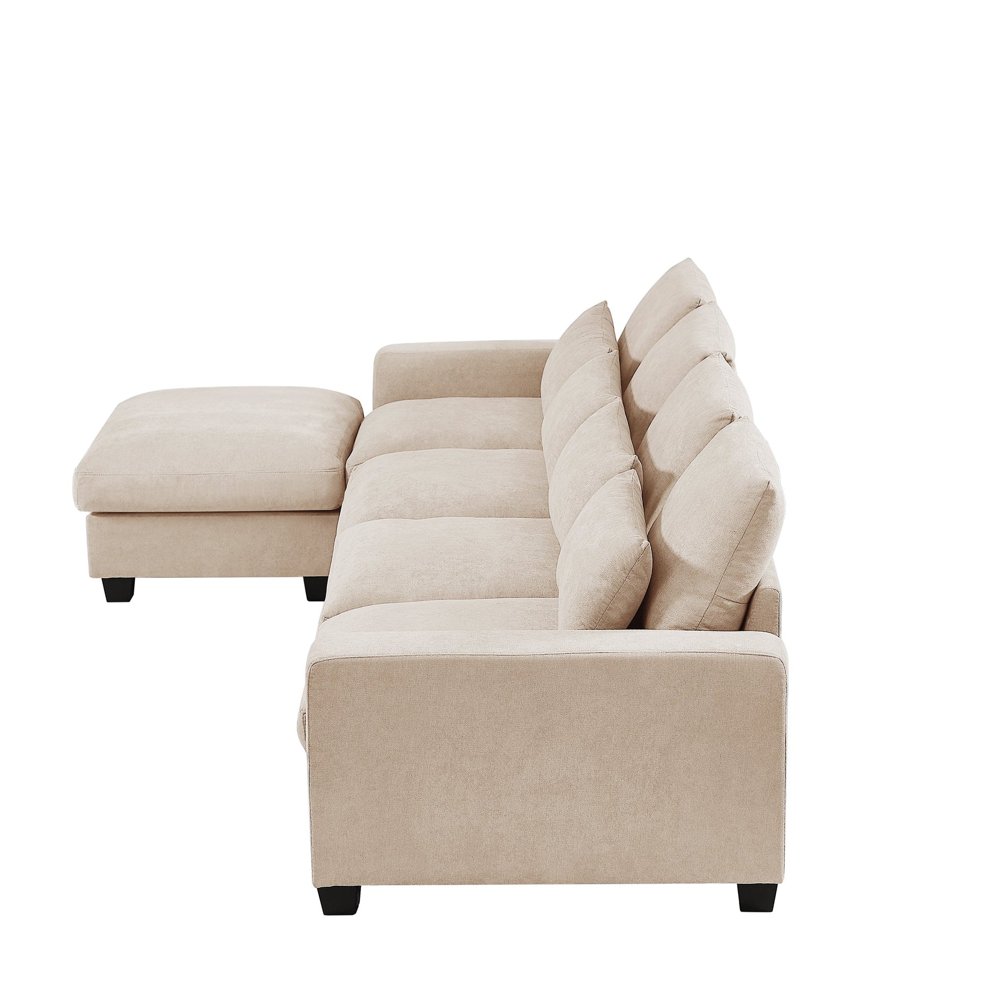 Modern Large L-Shape Feather Filled Sectional Sofa,  Convertible Sofa Couch with Reversible Chaise for Living Room