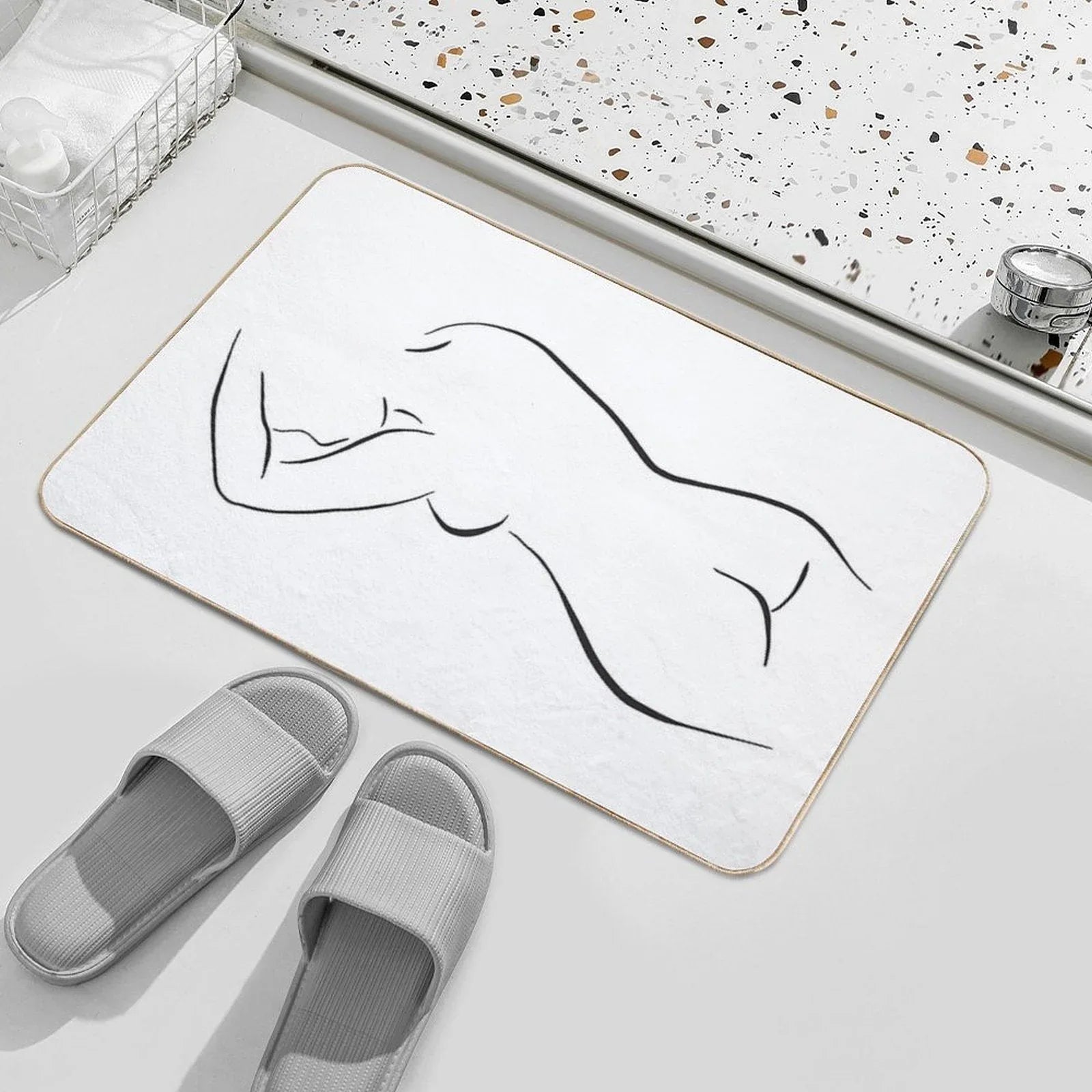 Minimal Female Body Line Art Bath Mat