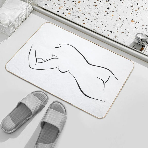 Minimal Female Body Line Art Bath Mat