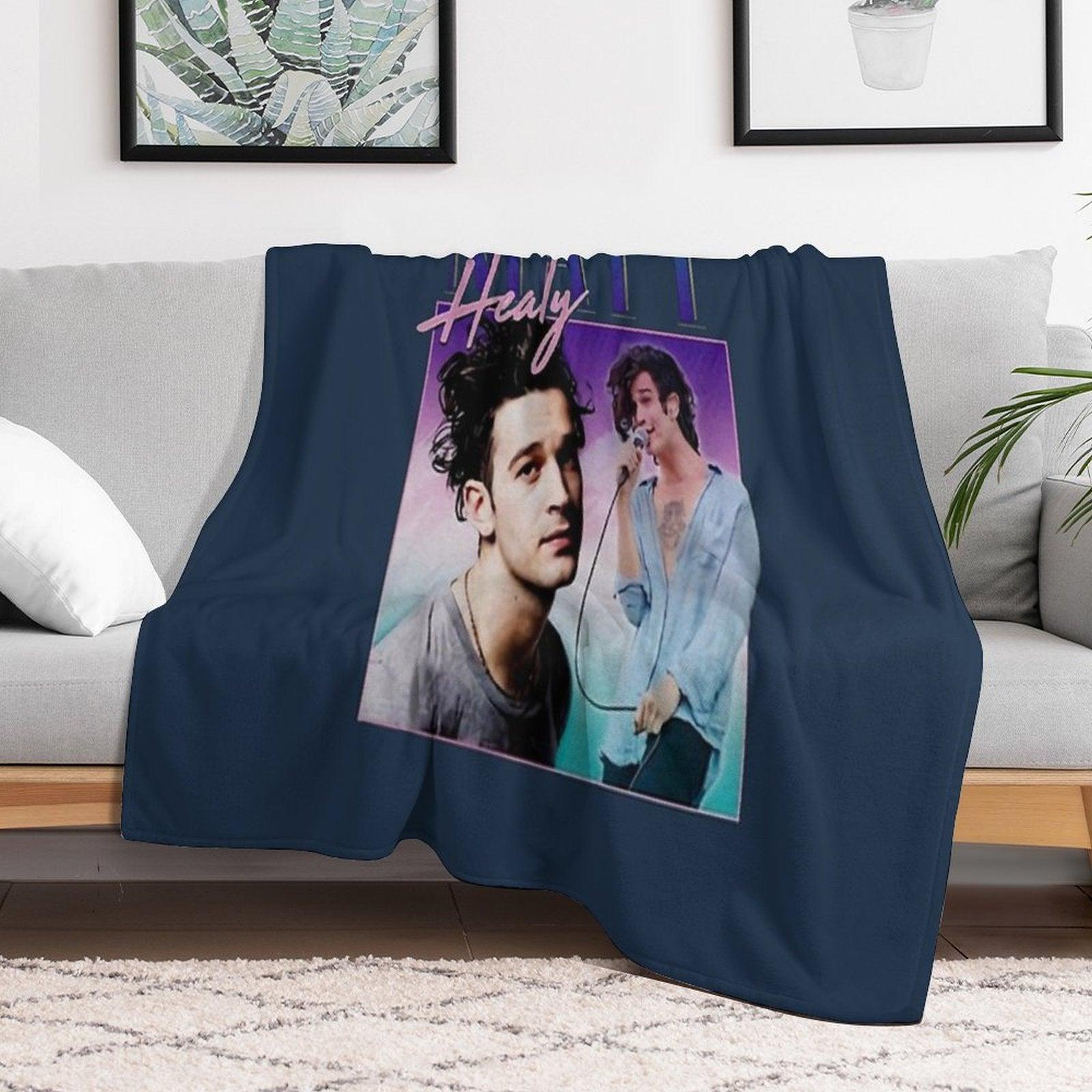 Matt Healy Homage  Funny Matty 1975 Retro 90's 80's Party Throw Blanket