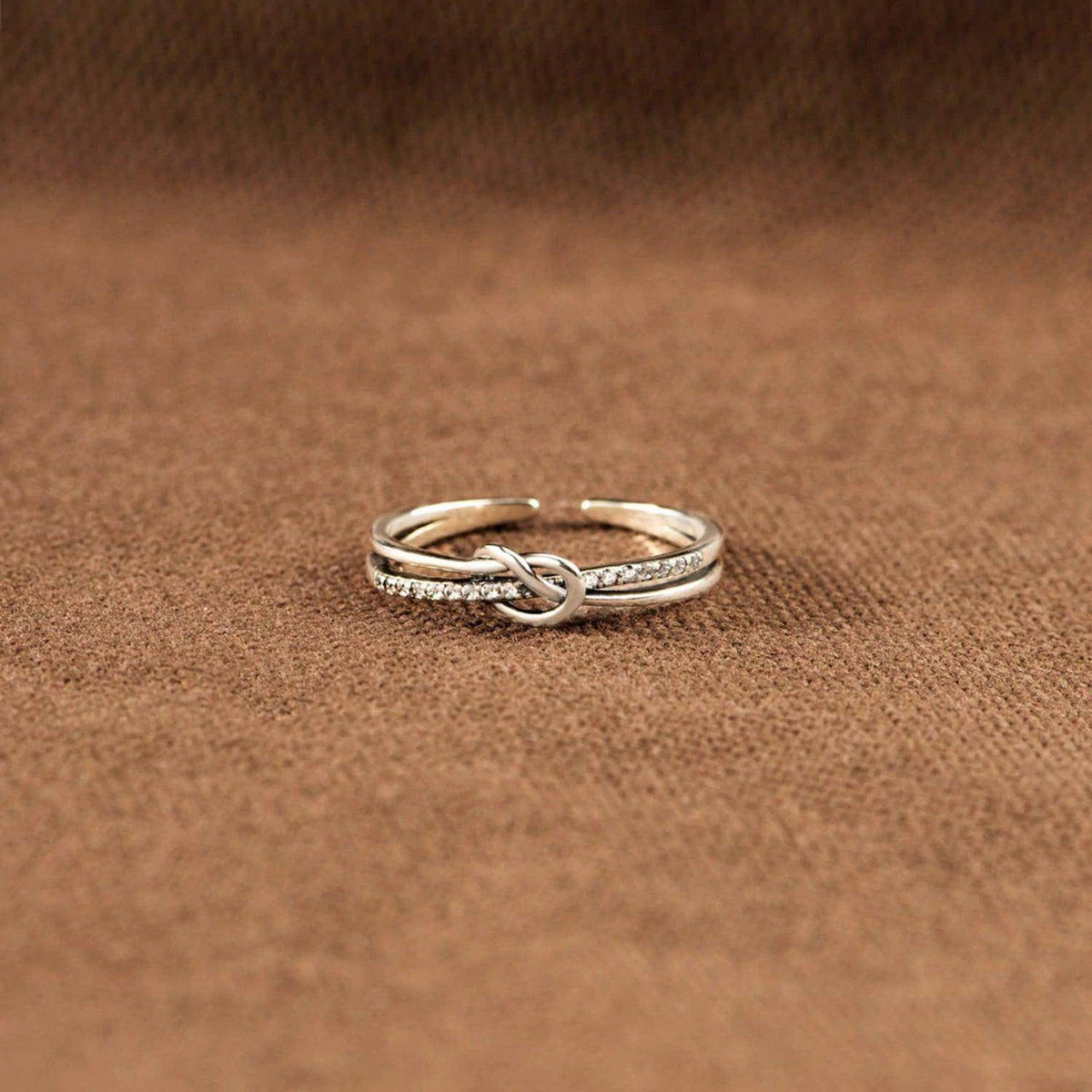 925 Sterling Silver Double-Layered Knot Ring for Women