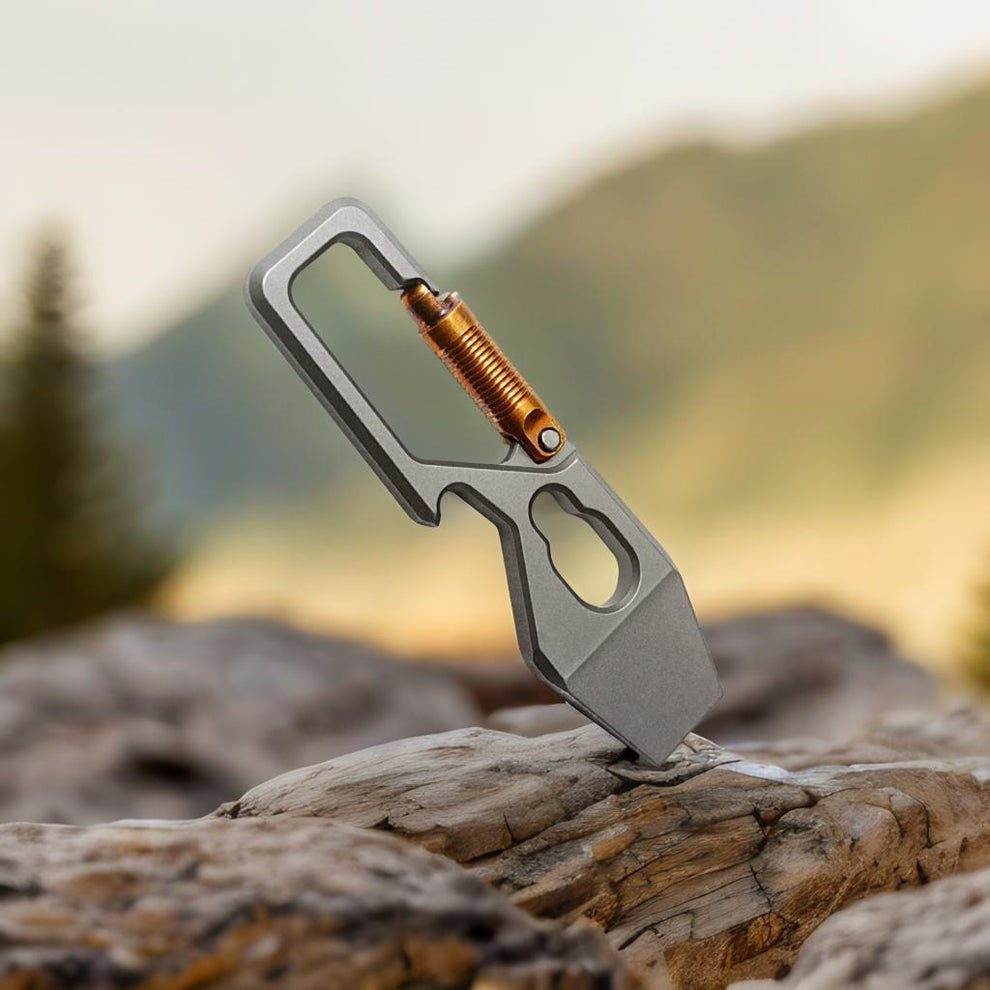 Titanium Multi-Tool Carabiner for Men - EDC Gear & Outdoor Survival Tool - Heavy-Duty Keychain Tool for Hiking, Camping, and Everyday Carry Wautton Outdoor Gear