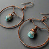 Raw Turquoise Copper Hoops - Statement | Handmade by Blackbird & Sage