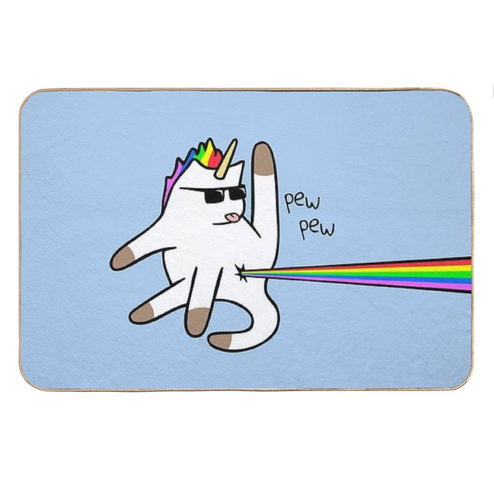 Unicorn Cat Rainbow Butt Laser Bath Mat