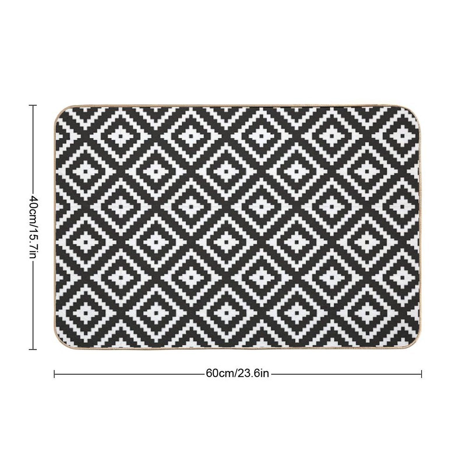 Aztec - White on Black Bath Mat