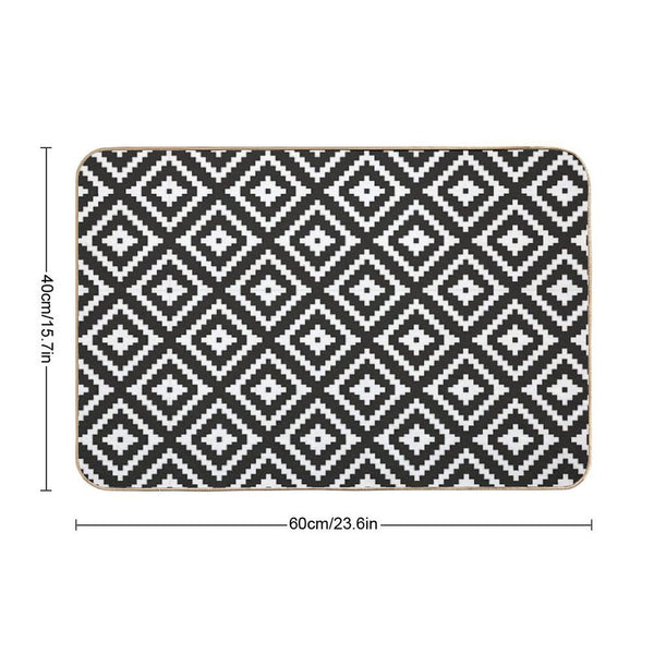 Aztec - White on Black Bath Mat