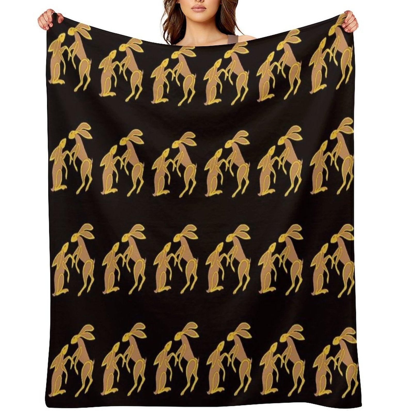 Prancing Celtic Hares Throw Blanket