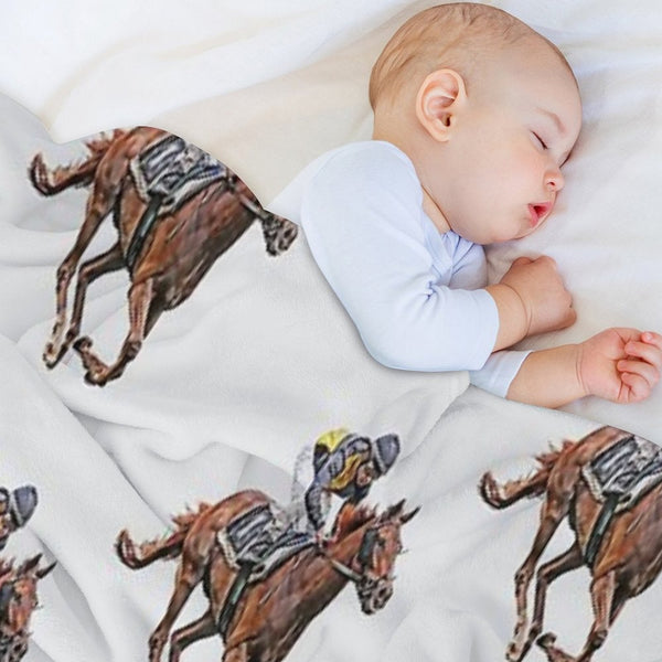 Horse Racing Travel-friendly Throw Blanket
