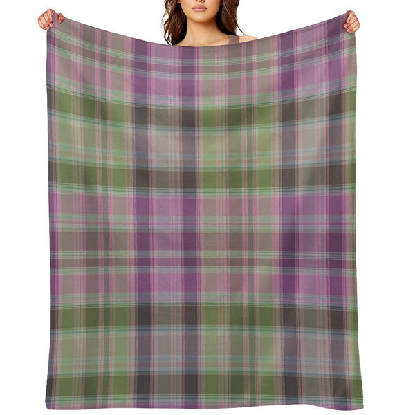 Green And Lilac Tartan Plaid. Throw Blanket