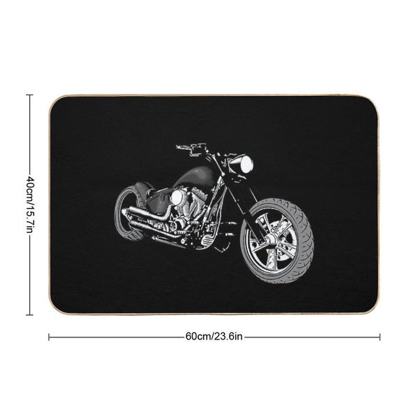 HD Softail Motorcycle, Grey And Black  Long-Lasting Bath Mat