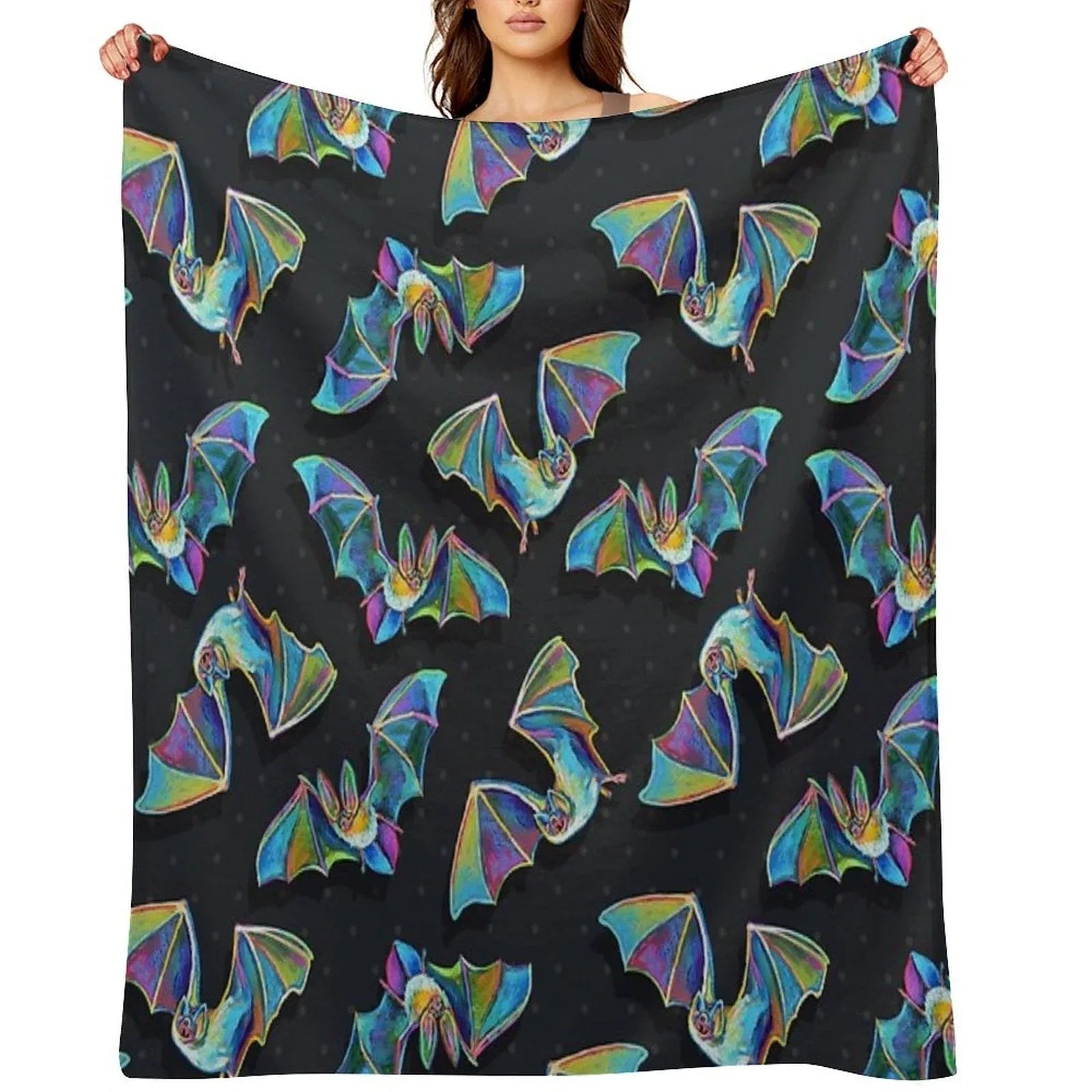 Psychedelic Bat Pattern by Robert Phelps Throw Blanket