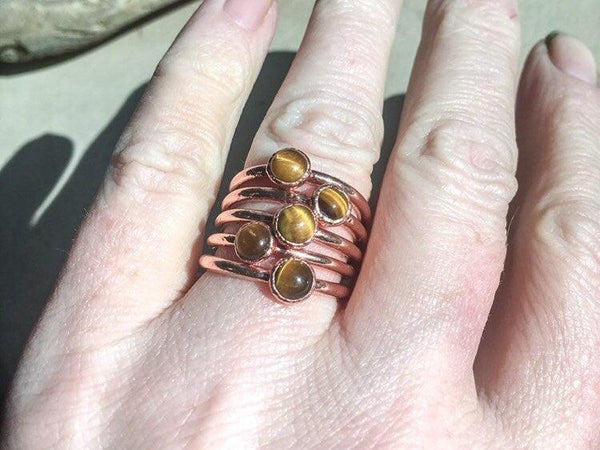 Copper Tiger Eye Stacking Ring Grounded Confidence | By Blackbird & Sage