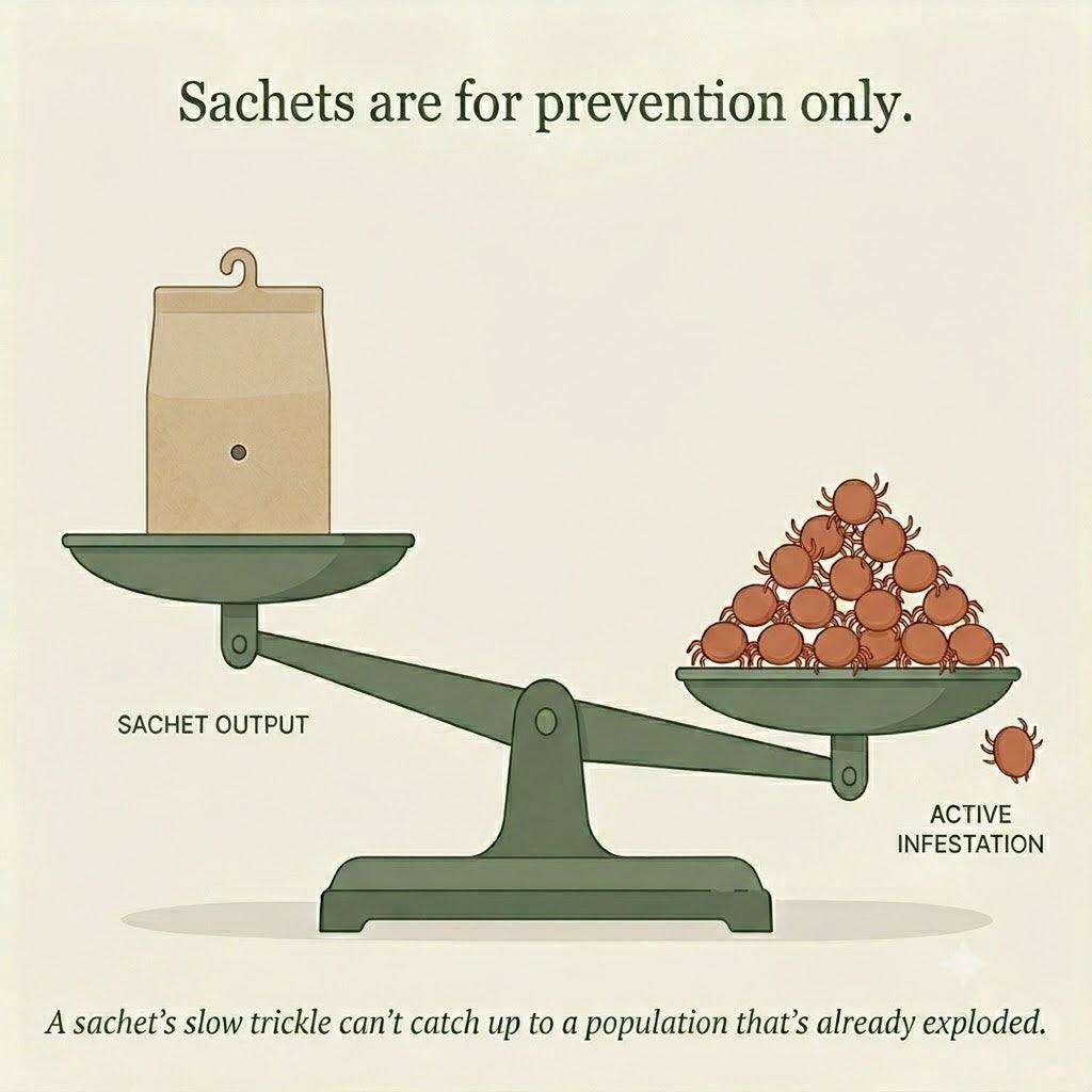 Phytoseiulus persimilis Slow-Release Prevention Sachets