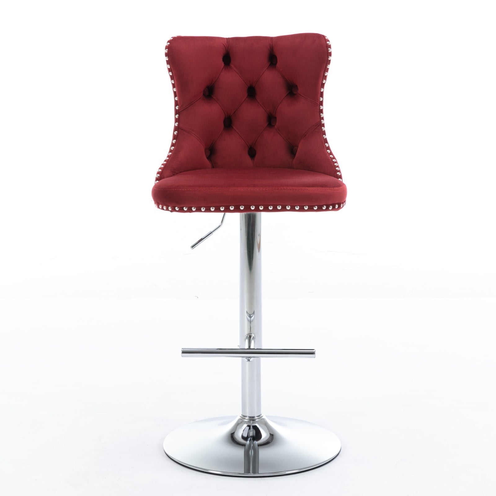 Modern Velvet Swivel Barstools with Adjustable Seat Height and Chrome Base