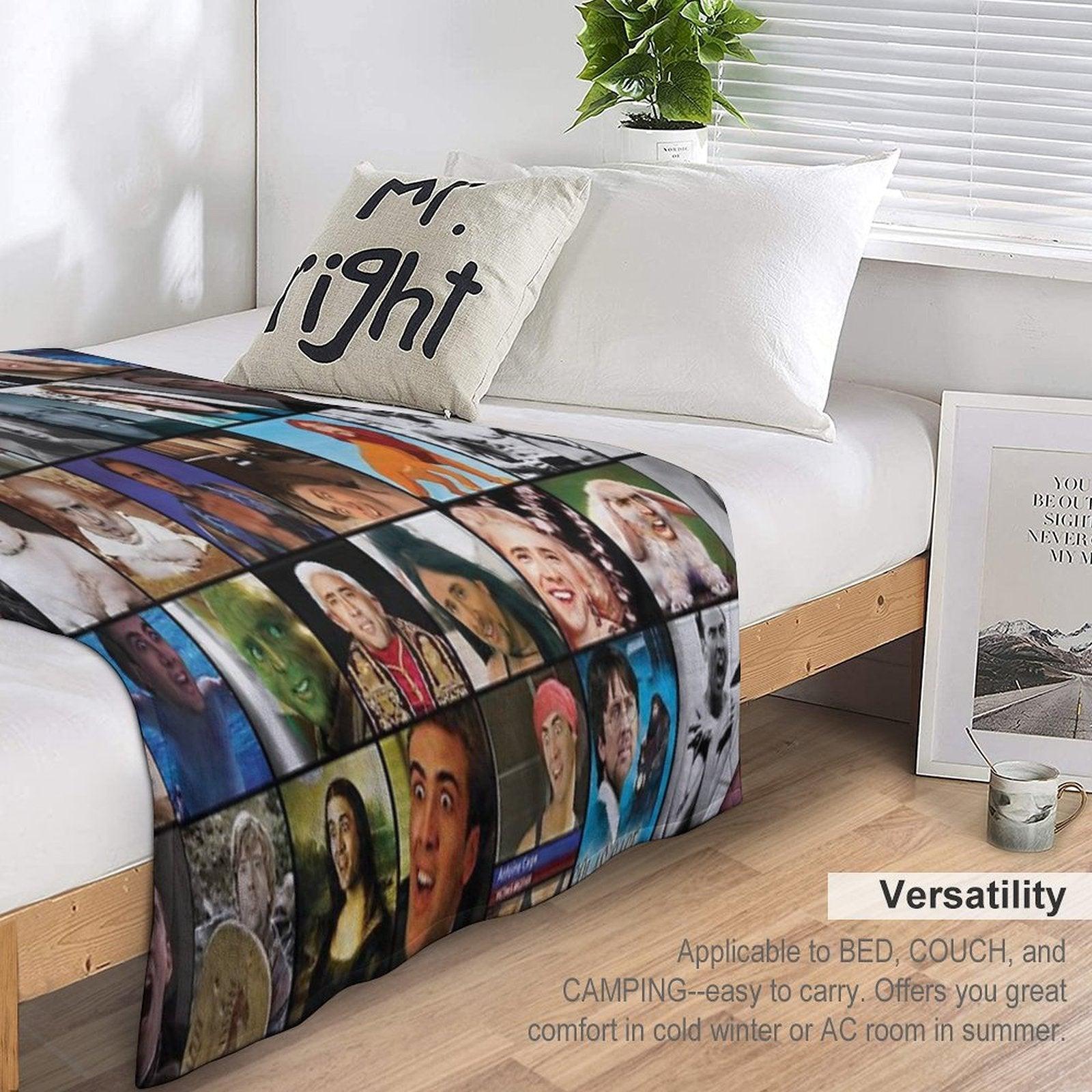 Nicholas Cage Pattern - Nicolas Cage - Nick Cage Nic Cage Throw Blanket