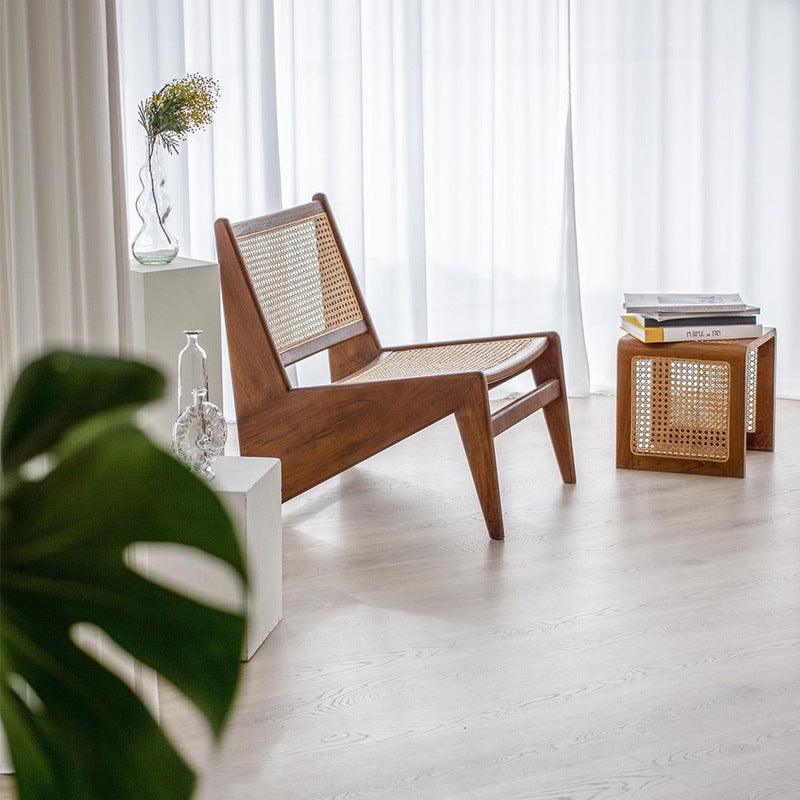 Japanese-Style Woven Wood Side Table (Square)