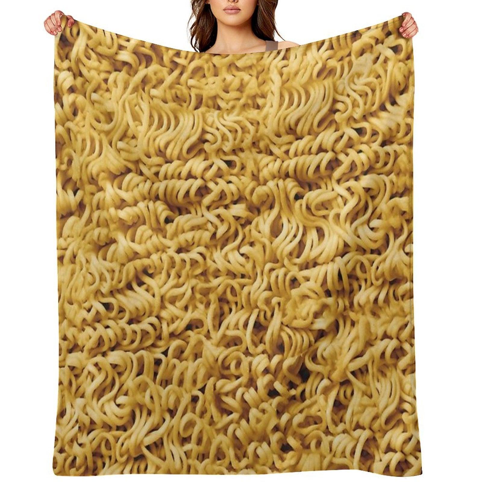Seamless Ramen Noodle Pattern Throw Blanket