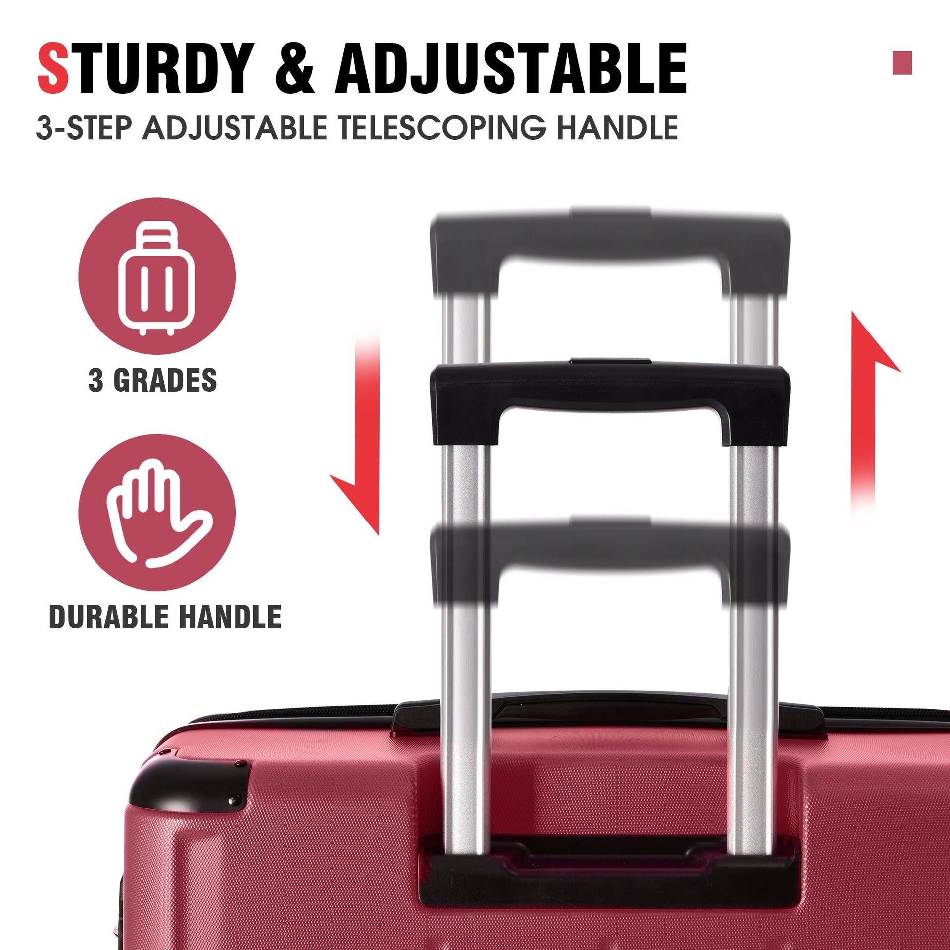 Luggage Sets 3 Piece, Expandable Hard shell ABS Suitcases with Double