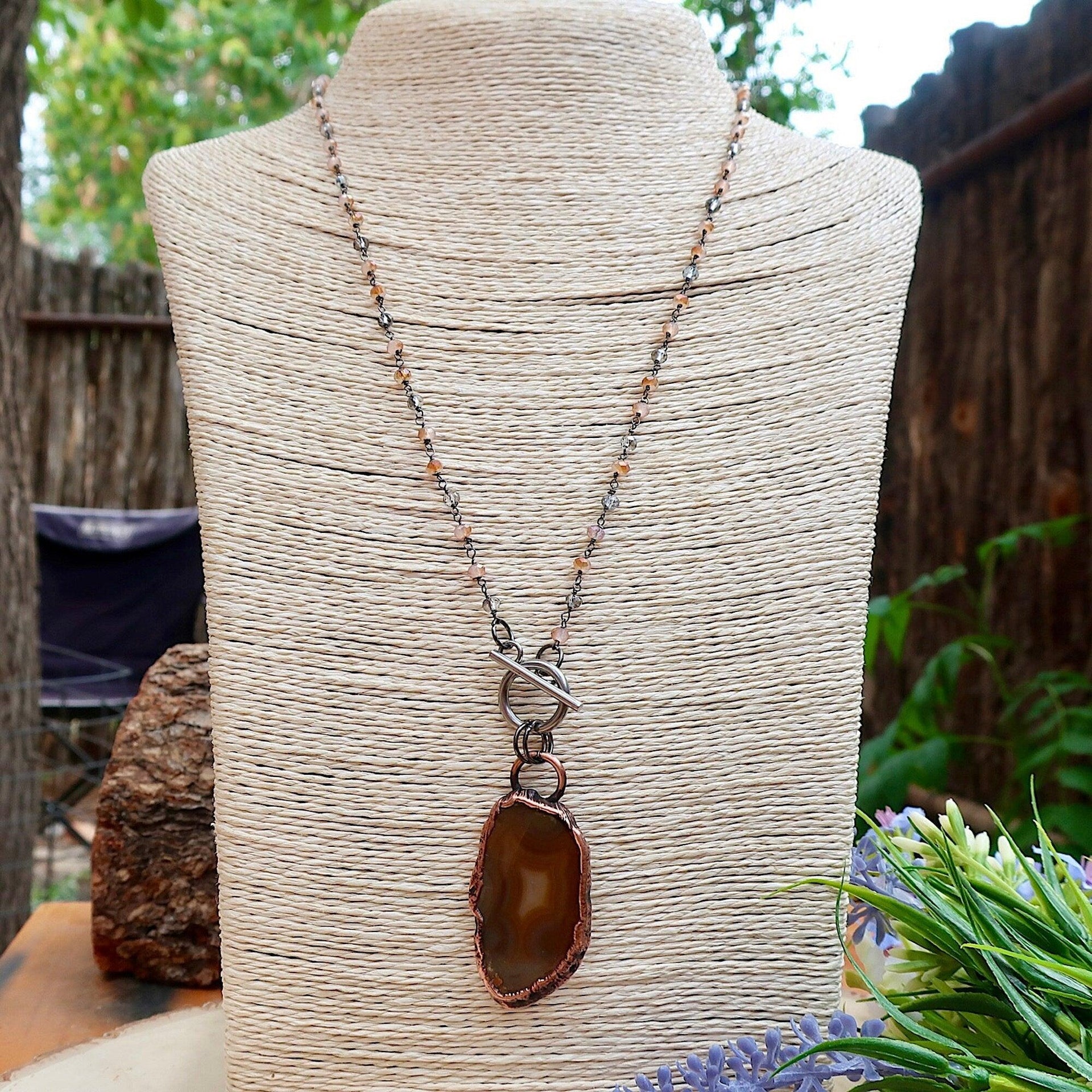 Handcrafted Agate Crystal Necklace Grounded Calm | By Blackbird & Sage