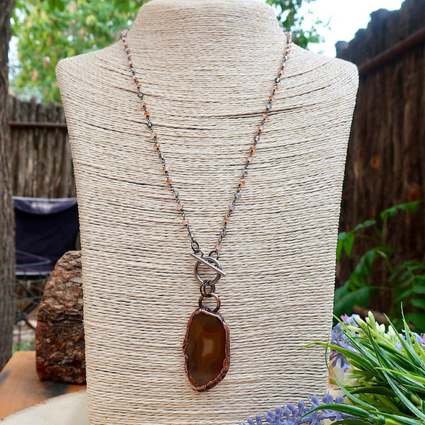 Handcrafted Agate Crystal Necklace Grounded Calm | By Blackbird & Sage