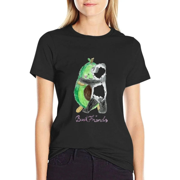 An Avocado And A Panda Hug Each Other Sweetly  Cotton T-Shirt