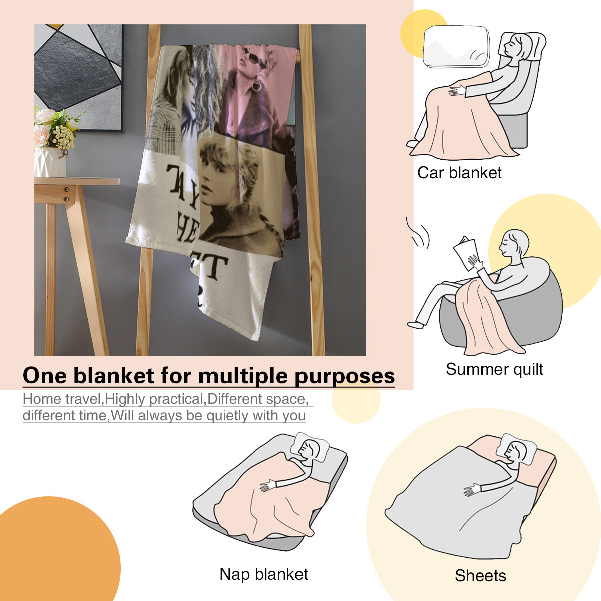 Taylor Swift The Eras Tour Poster Throw Blanket BionZax