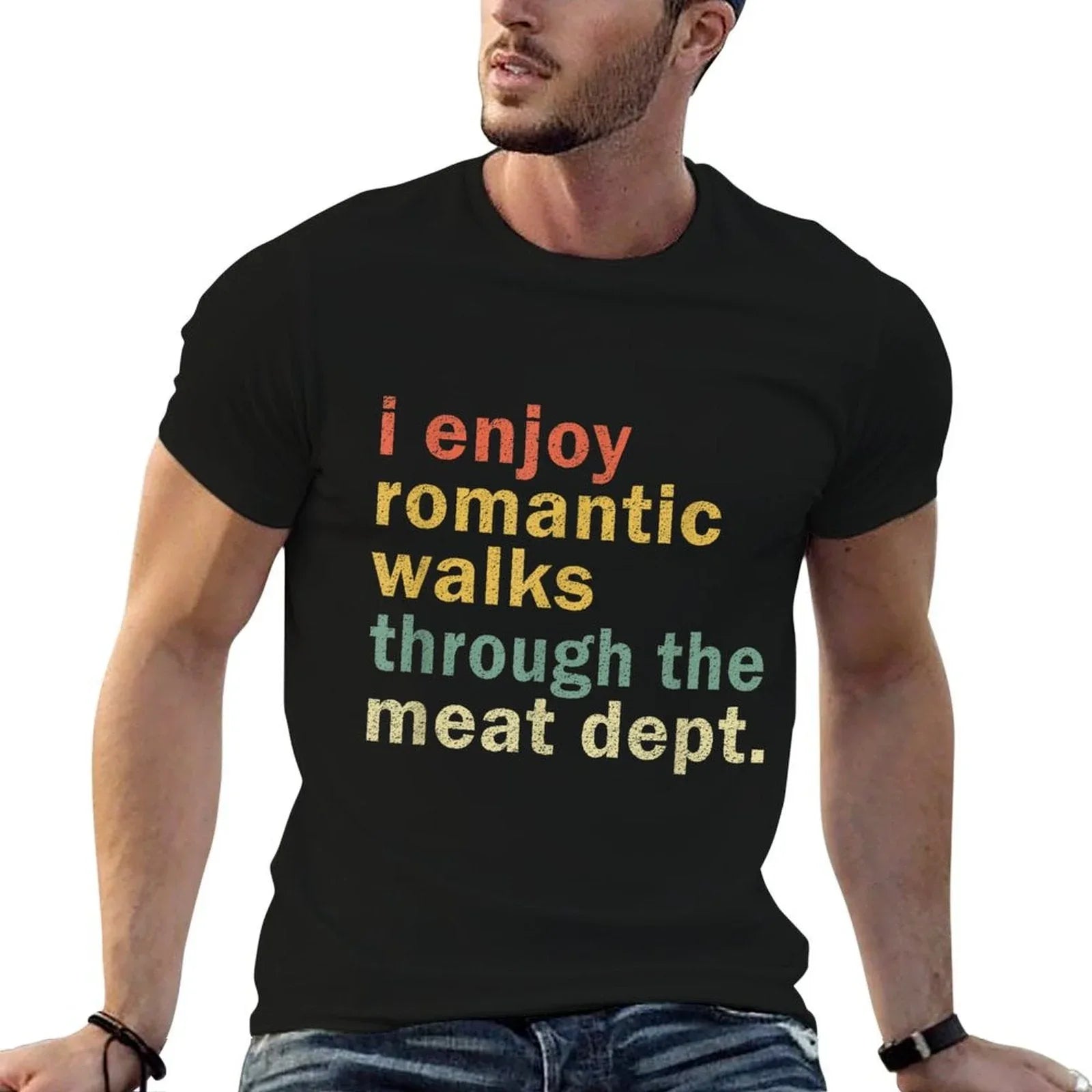 Funny BBQ Romantic Walks Meat Dept Meat Smoking Gift T-Shirt