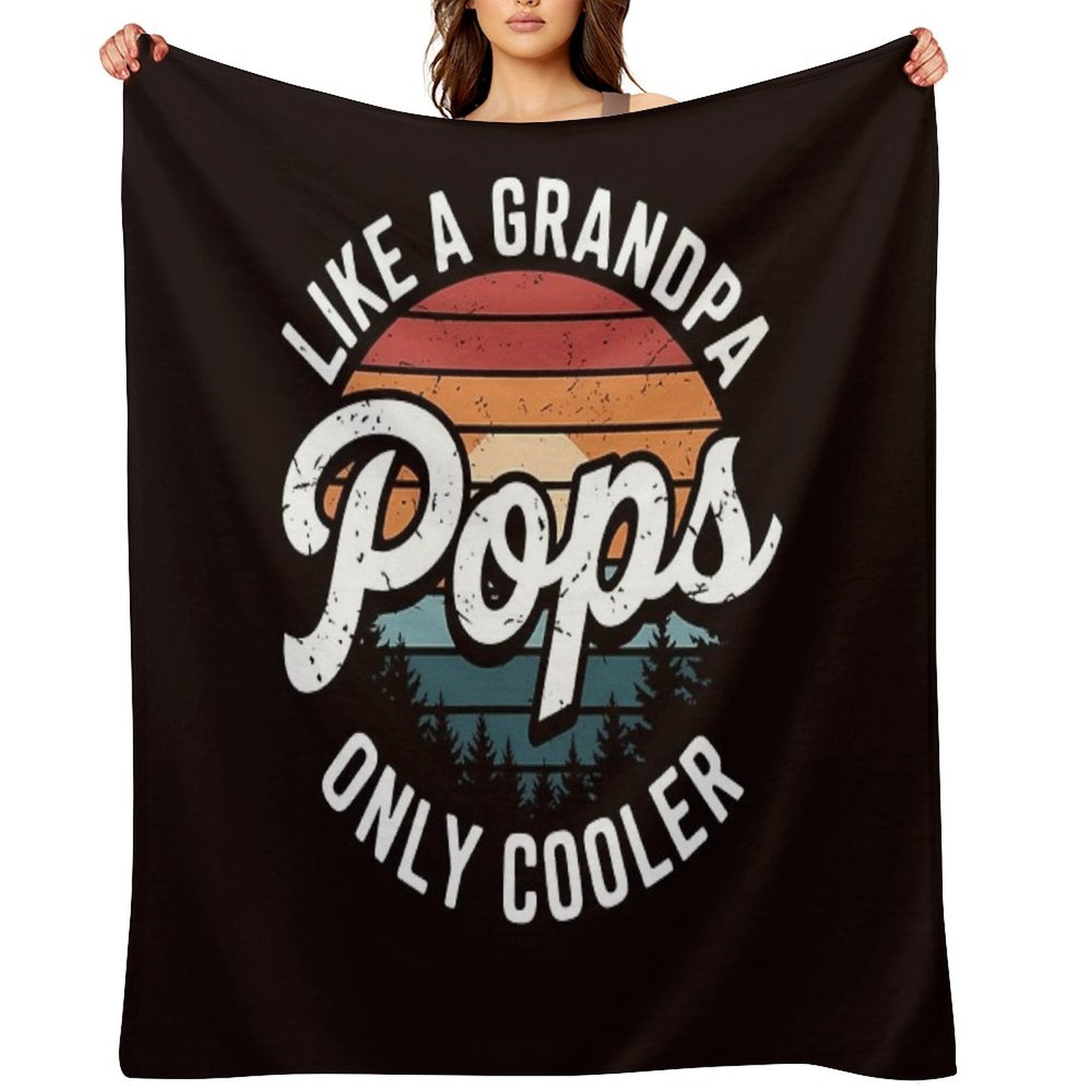 Pops Like A Grandpa Only Cooler Retro Gift Pops Dad Grandpa Comfort Throw Blanket