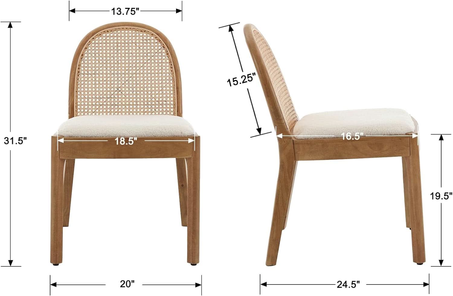 Mid Century Dining Chairs White Sherpa Upholstered