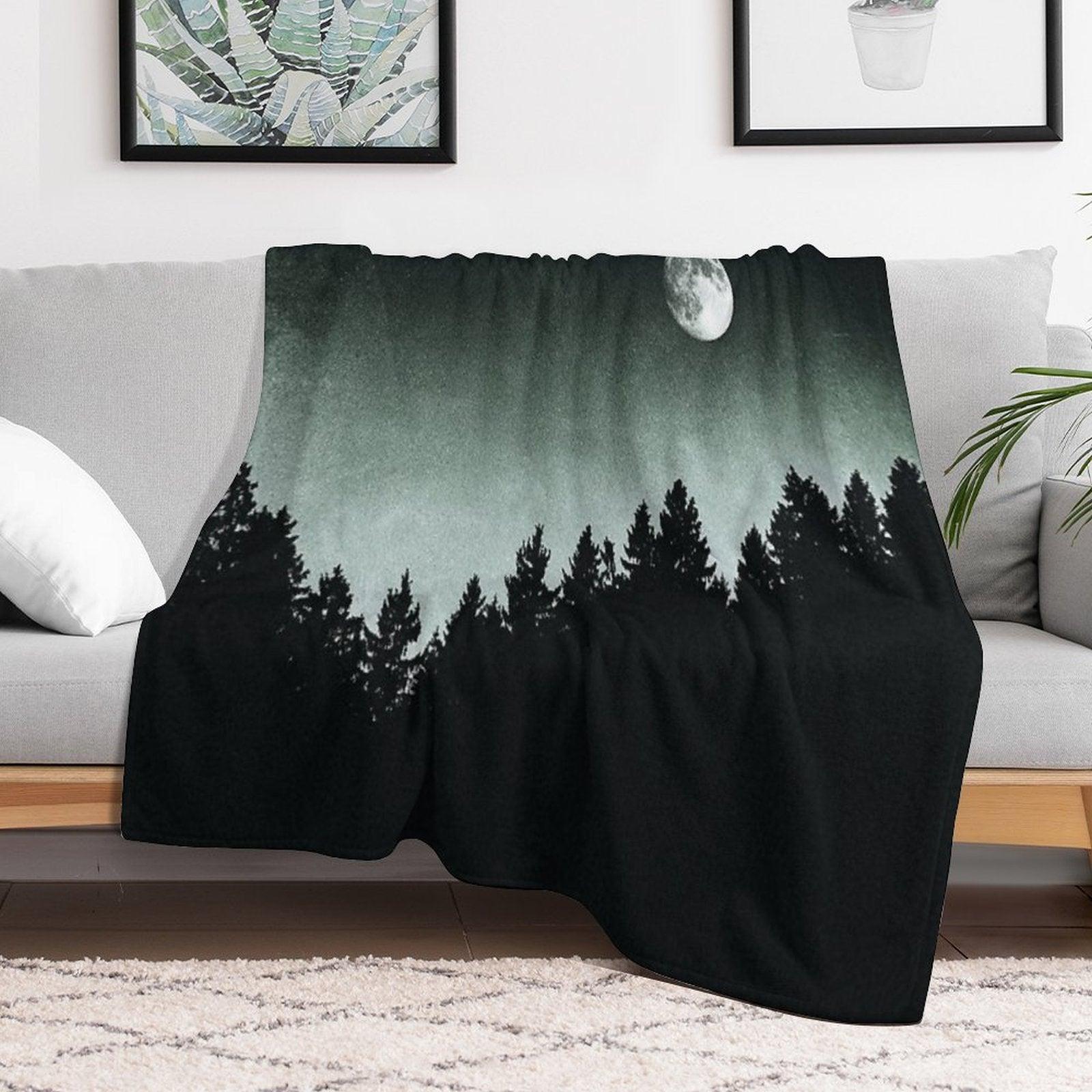 Under Moonlight  Kiwi Melon Collie Lassie Vibes In A Fairytale Forest With Cascadia Trees In Magic Moonlight Throw Blanket