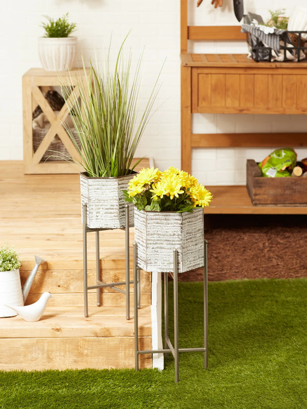 HEXAGON BUCKET PLANT STAND SET/2