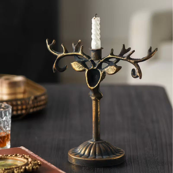 Antique-Style Deer Antler Candle Holder VagabondVintage