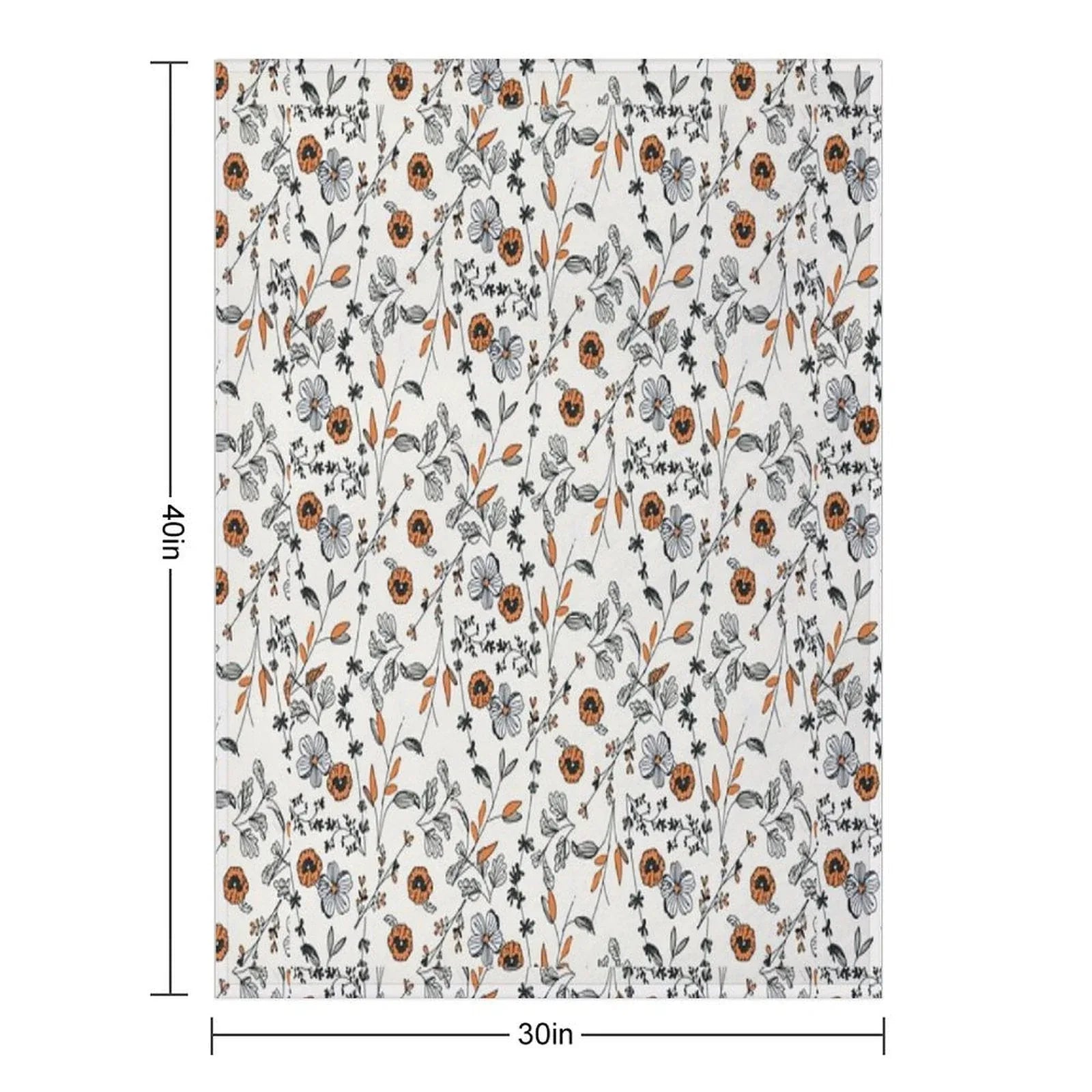 Orange Flower Pattern Throw Blanket