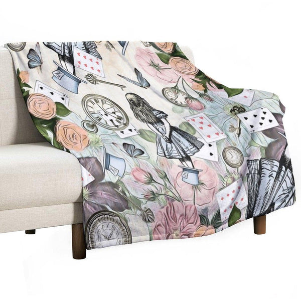 Alice In Wonderland  Collage Throw Blanket