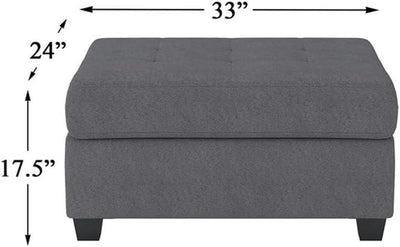 Dark Gray Upholstered Ottoman With Concealed Storage