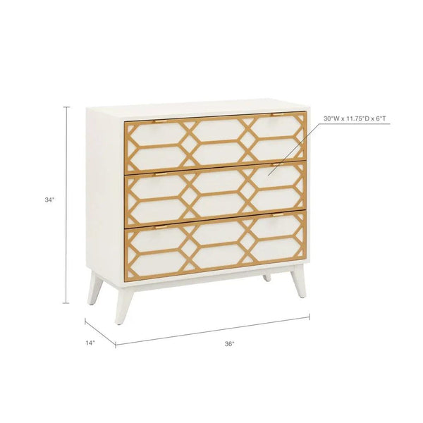 Maria Gold Lattice Accent Chest - Gifts for You 'n Me