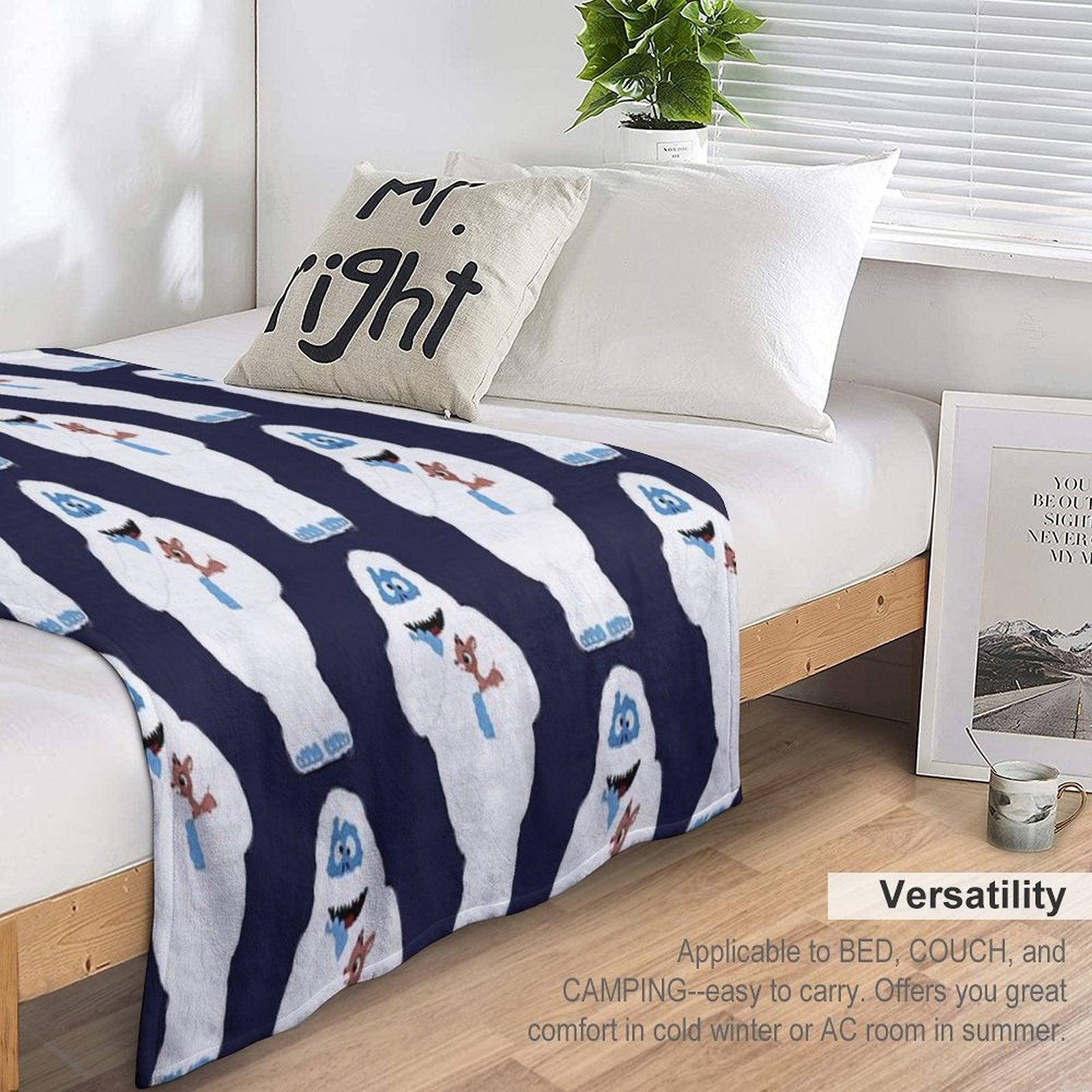 Classic Christmas Abominable Snowman with Rudolph © GraphicLoveShop Throw Blanket