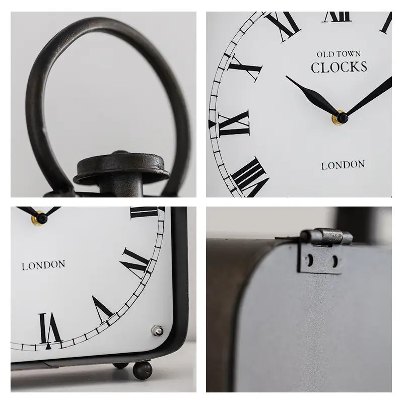 Black Vintage Style Large Metal Table Clock