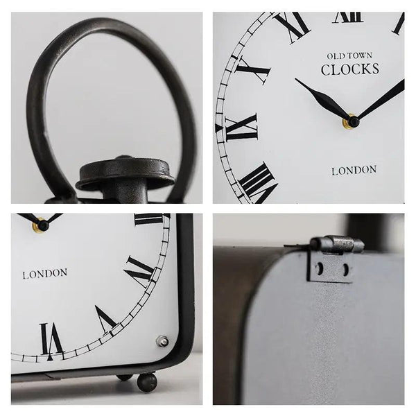 Black Vintage Style Large Metal Table Clock