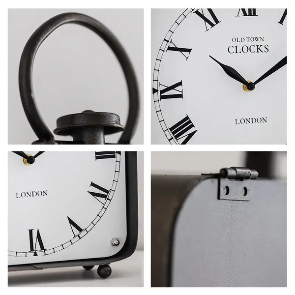 Black Vintage Style Large Metal Table Clock